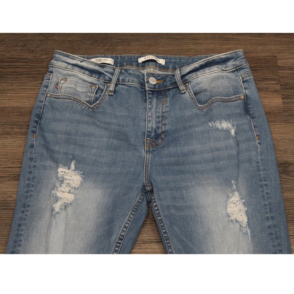 Vigoss Thompson Tomboy Jeans Size 30 Distressed Frayed Hem Light Wash Denim‎ - Picture 5 of 11